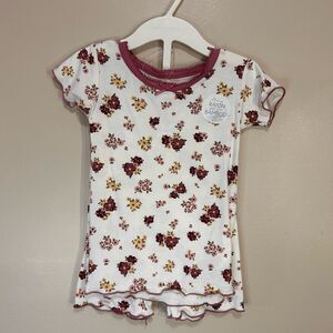Milkberry Girls Pajamas 3T White Purple Floral Bamboo 2pc Set Lettuce Hem Shorts